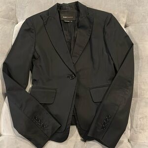 BCBG Maxazria Black Cotton Blend Blazer Suit Jacket XXS